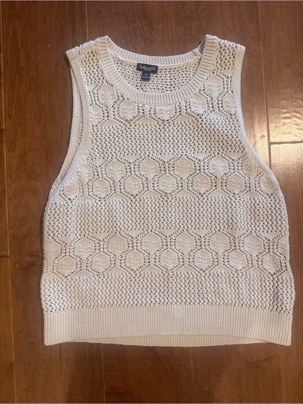Splendid Cream Open-Knit Sleeveless sweater Tank size medium